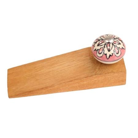 2 Pieces Peach Flower Ceramic Wooden Door Stopper
